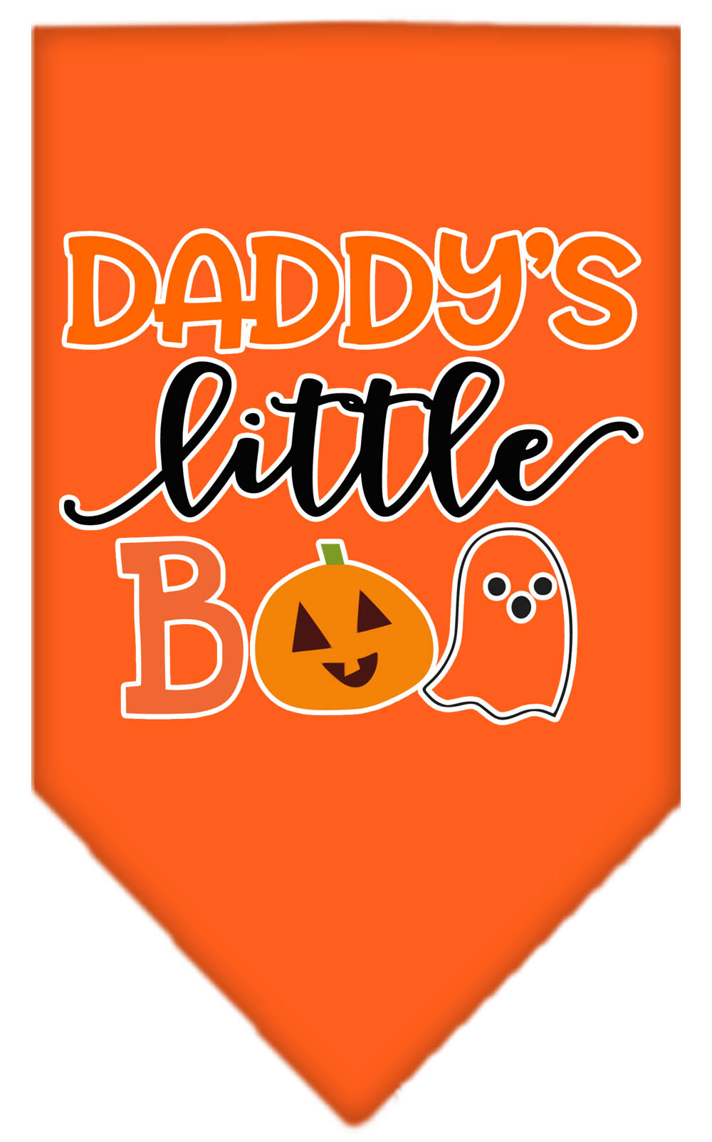 Daddy's Little Boo Screen Print Bandana Orange Small
